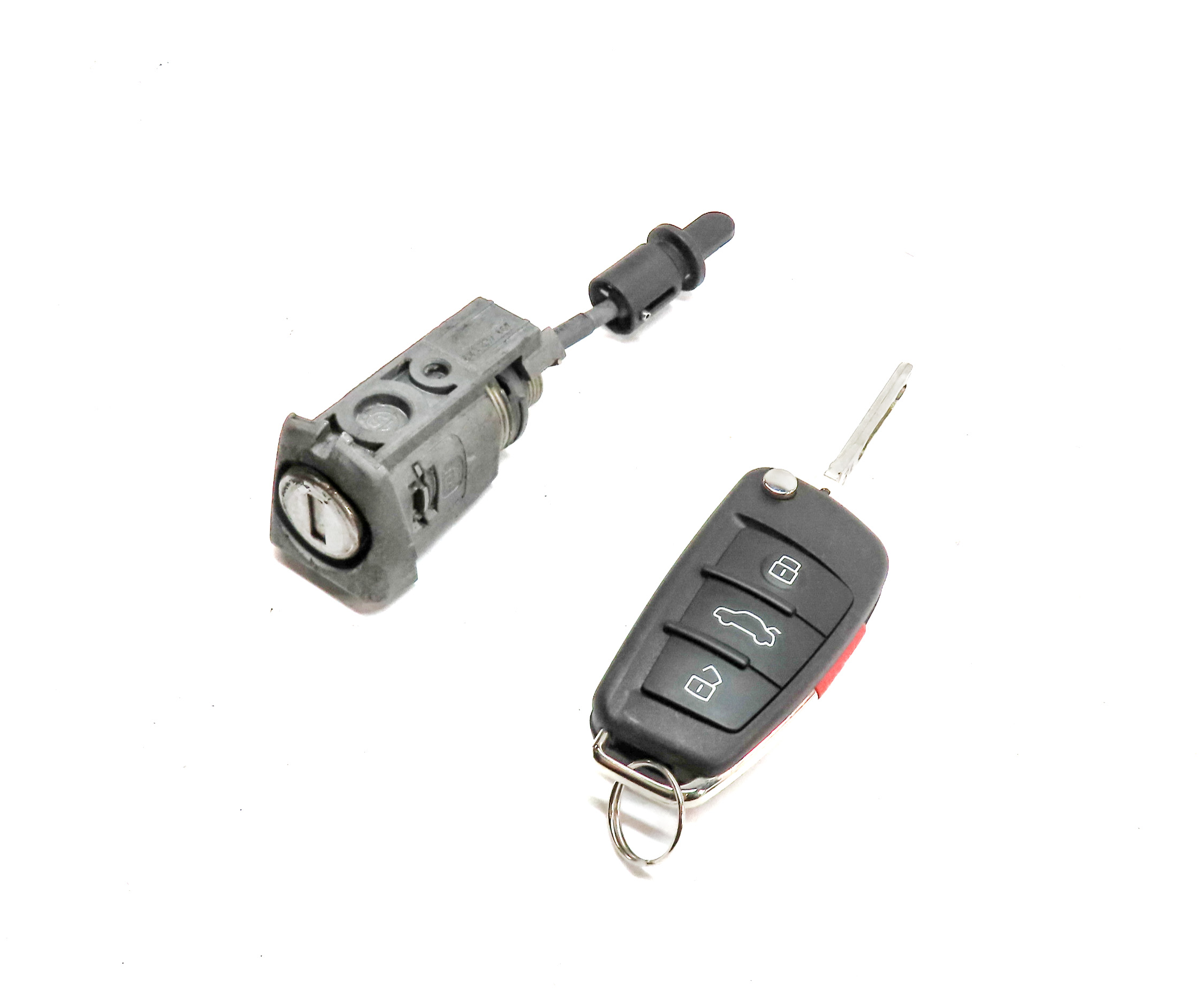 2016. AUDI A3 (8V) FRONT LEFT DRIVER DOOR HANDLE LOCK CYLINDER w/ KEY FOB — exact item pictured